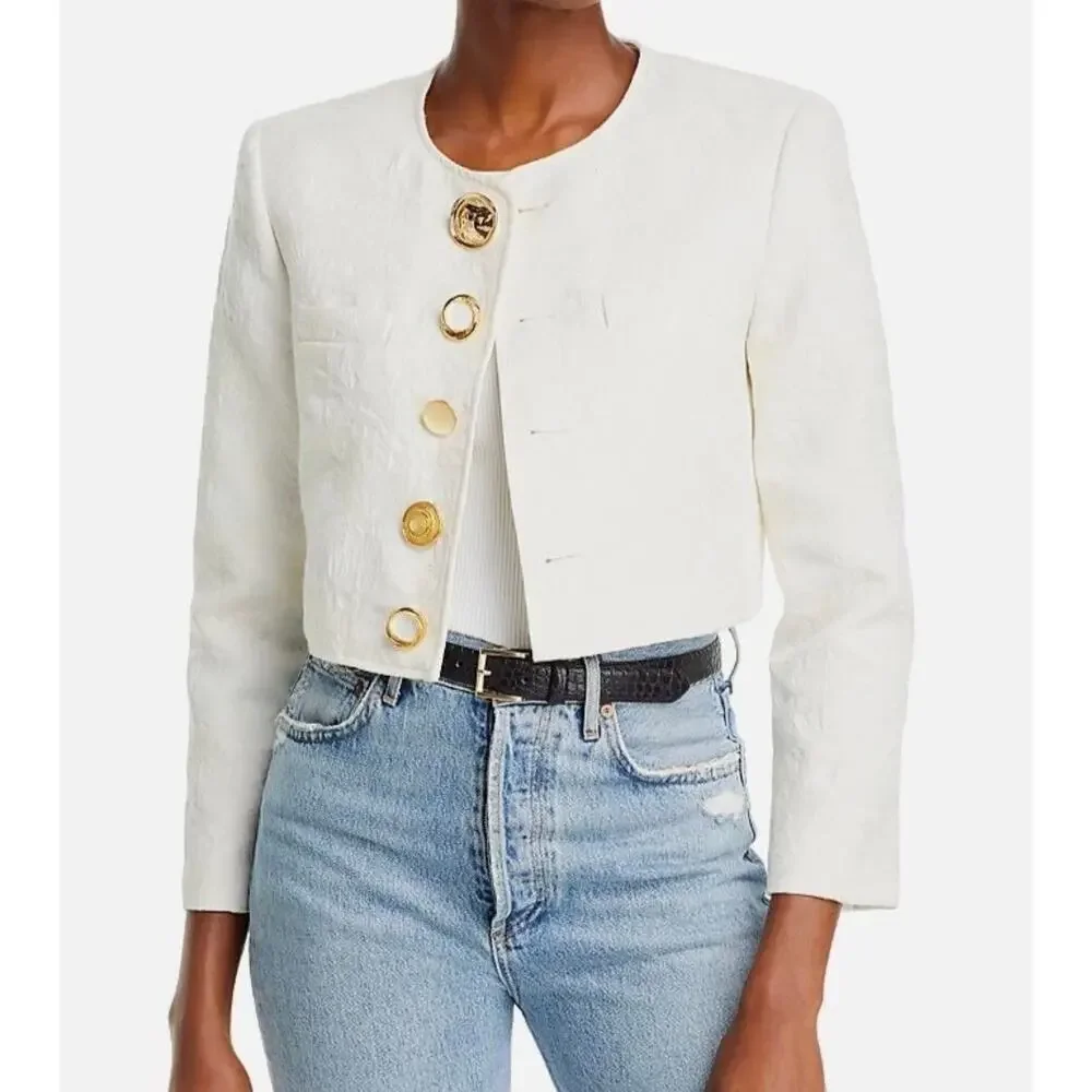 Derek lam 10 Crosby Juliette crop ivory blazer sz 0 - Picture 2 of 8